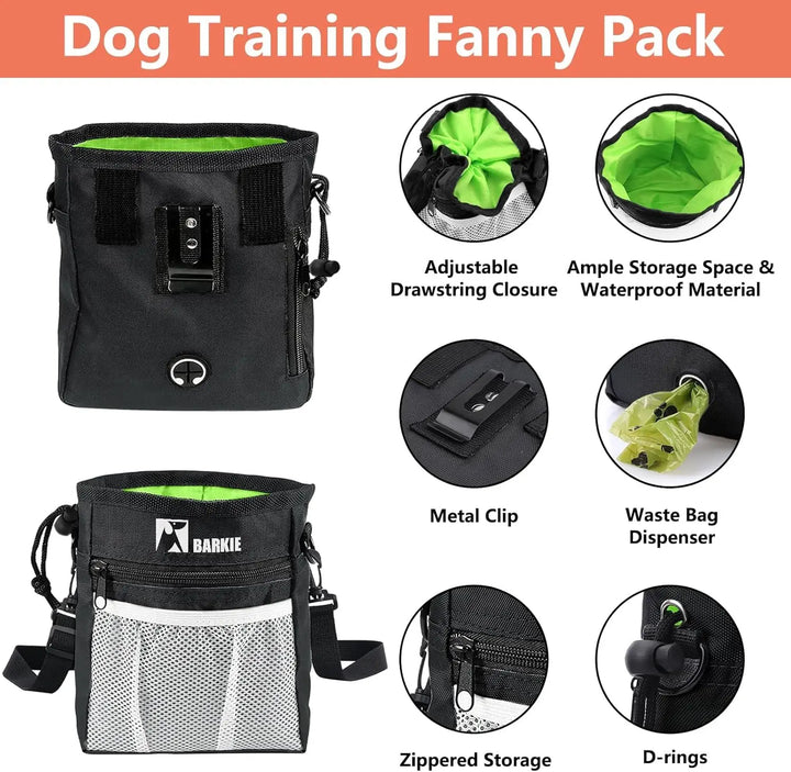 Dog Training Kit: Treat Pouch, Clickers, Silent Whistle, 2‑in‑1, Guide, Poop Bags