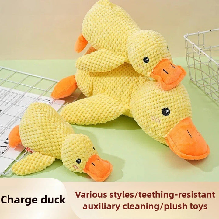 Bite Resistant Plush Dog Toy Duck Shape Interactive Chew Proof Teeth Cleaning Boredom Relief for Large Puppies Adult Dog Durable