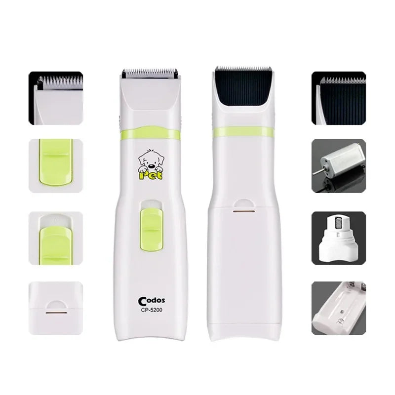 2-in-1 Pet Hair Trimmer and Nail Grinder Ceramic Blade Grooming Clippers for Dogs and Cats with Nail Cutter Hair Cutting Machine