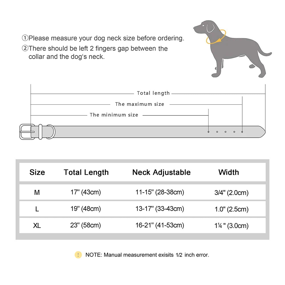 Dog Collar High Quality PU Leather Pet Collars Anti-lost Tag Collar Adjustable for Small Medium Dogs Chihuahua Pug  Accessories