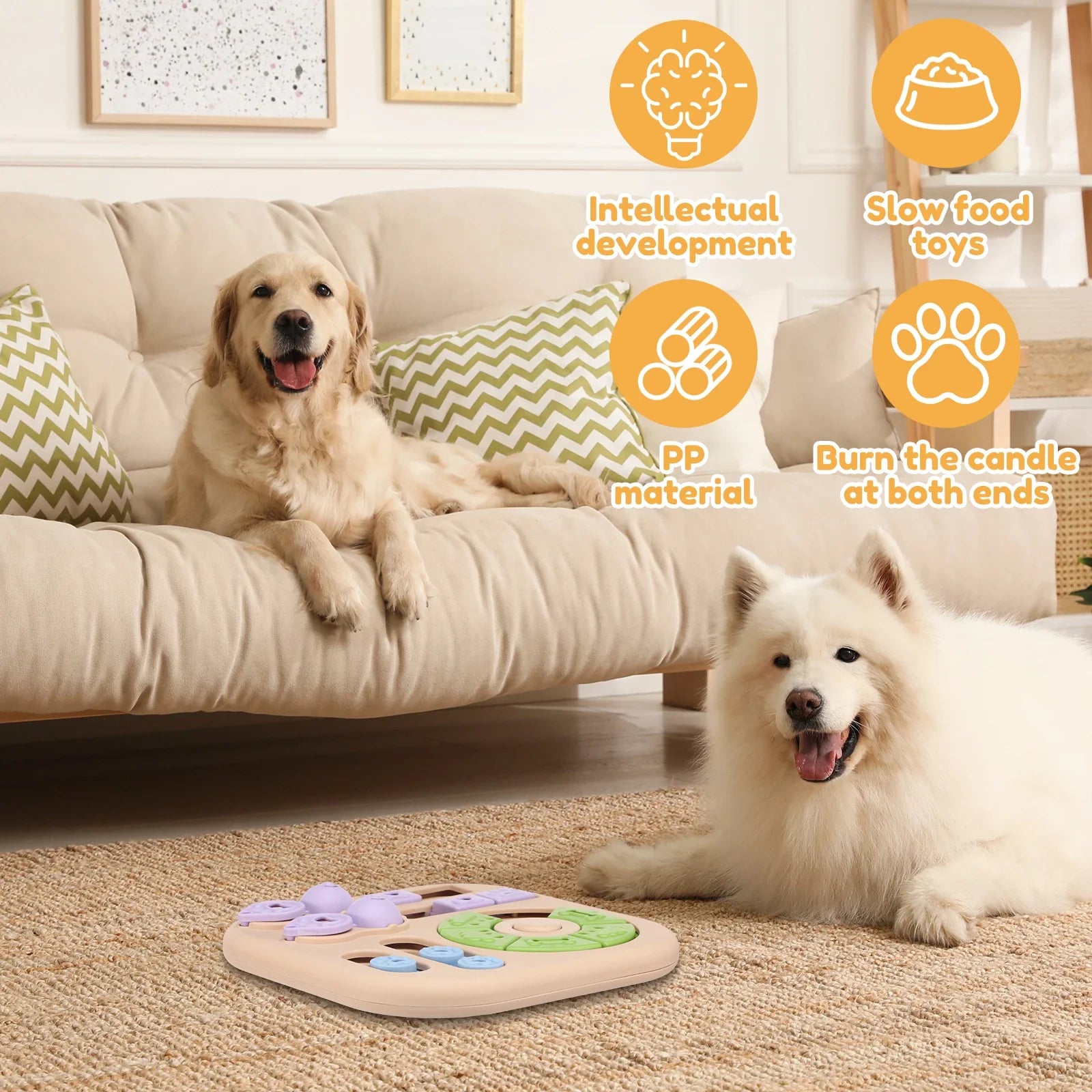 Interactive Dog Puzzle Toys Plastic Treat Dispensing Slow Feeder with Non Slip Base Dog Mental Stimulation Toys Pet Supplies