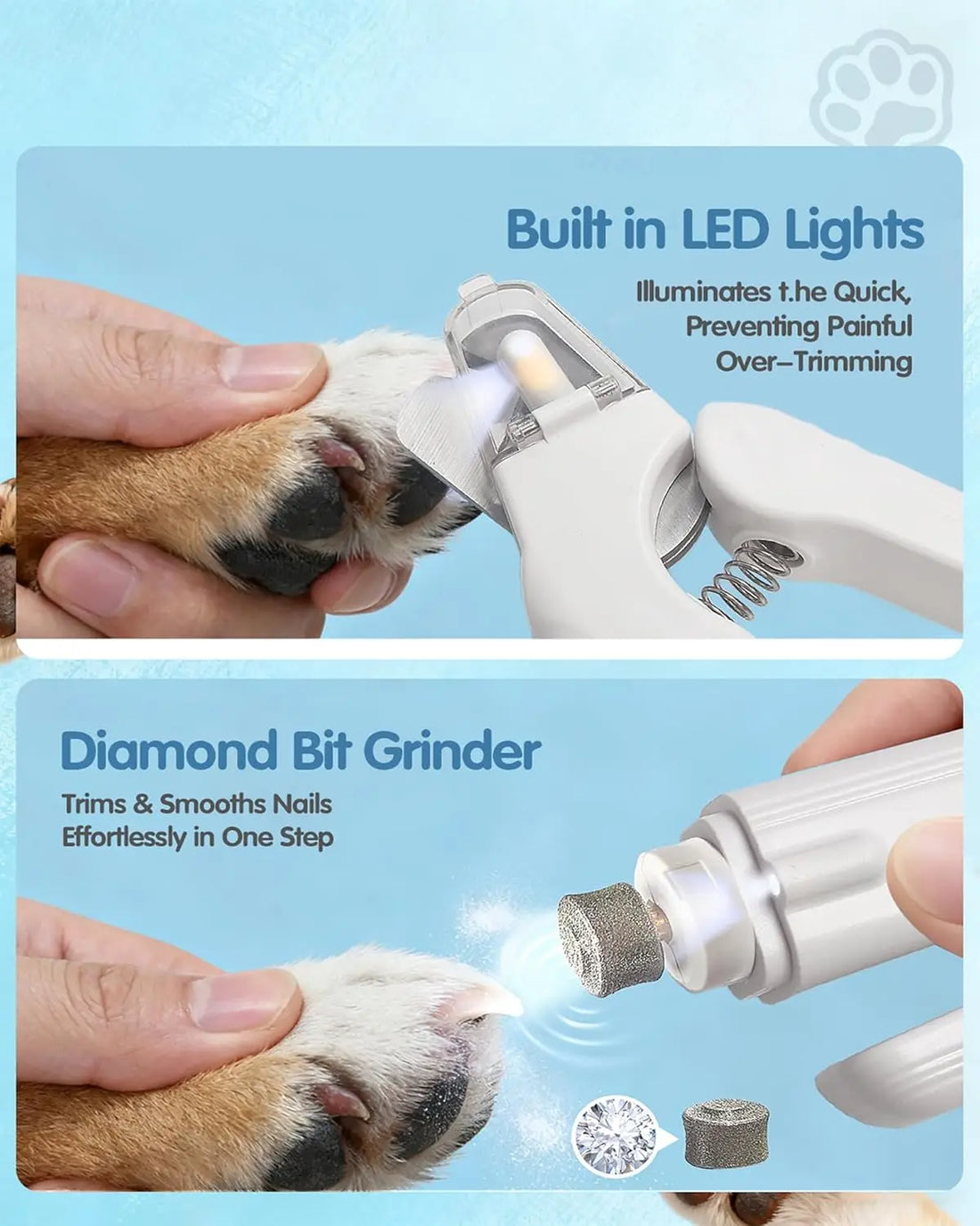 2 in1 Electric Pet Nail Clipper for Dog Nail Grinders Rechargeable USB Charging Pet Grooming Tools For Small Medium Large Dogs