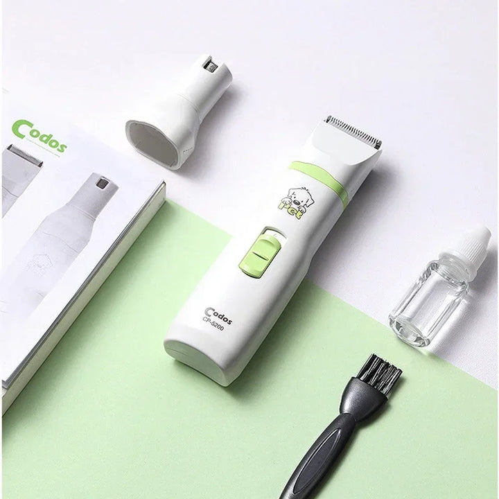 2-in-1 Pet Hair Trimmer and Nail Grinder Ceramic Blade Grooming Clippers for Dogs and Cats with Nail Cutter Hair Cutting Machine