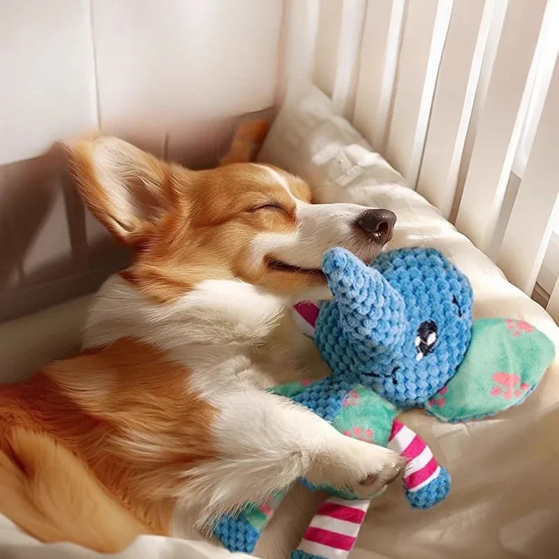 Cute Fox Elephant Plush Dog Toy Bite Resistant Interactive Squeaky Chew Toy for Dogs Teeth Cleaning Sounding Pet Chew Doll113