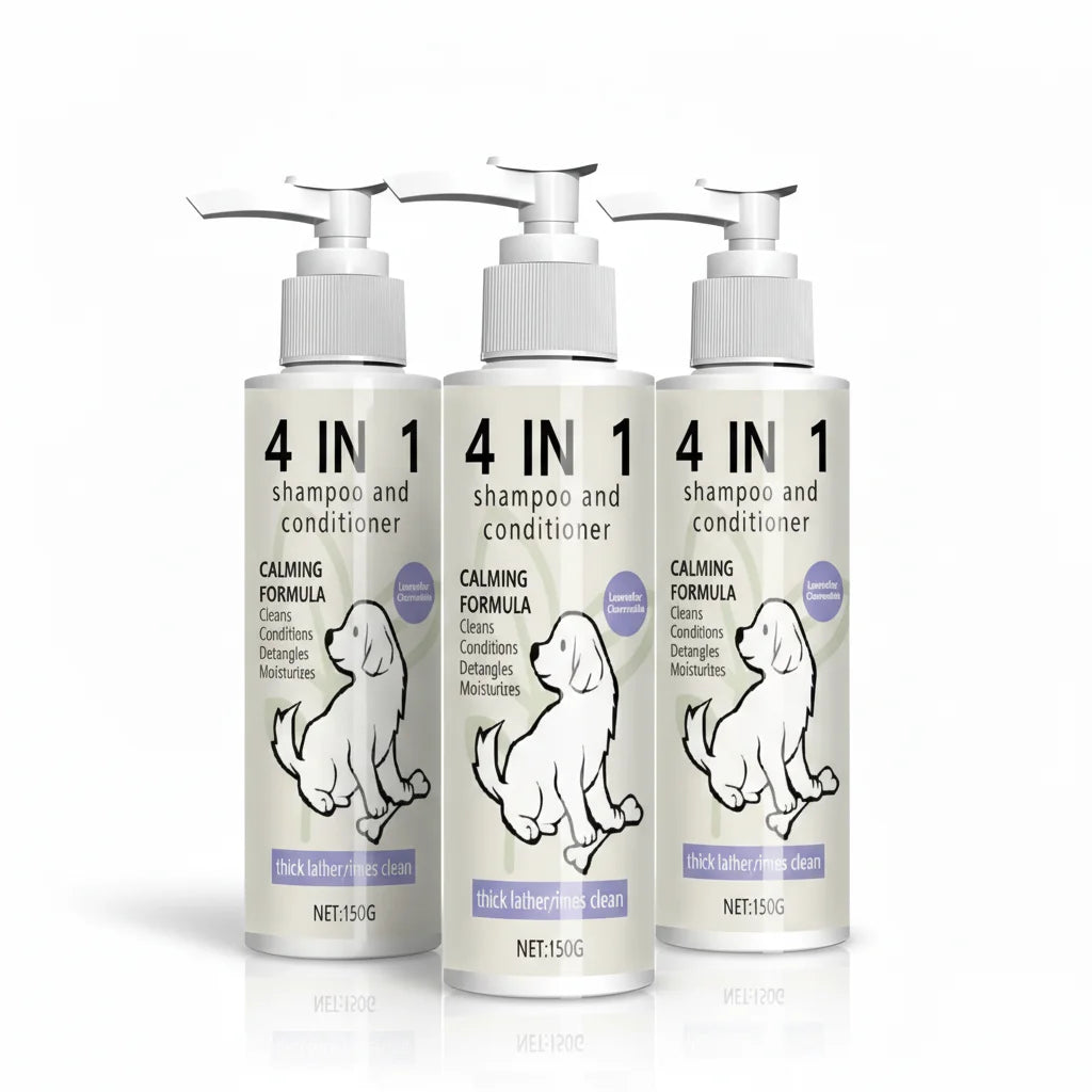 4-in-1 Calming Pet Shampoo Conditioner Cleans, Conditions, Detangles, Moisturizes. Spa-Like Care. Thick Lather Fluffy Smooth. 150g