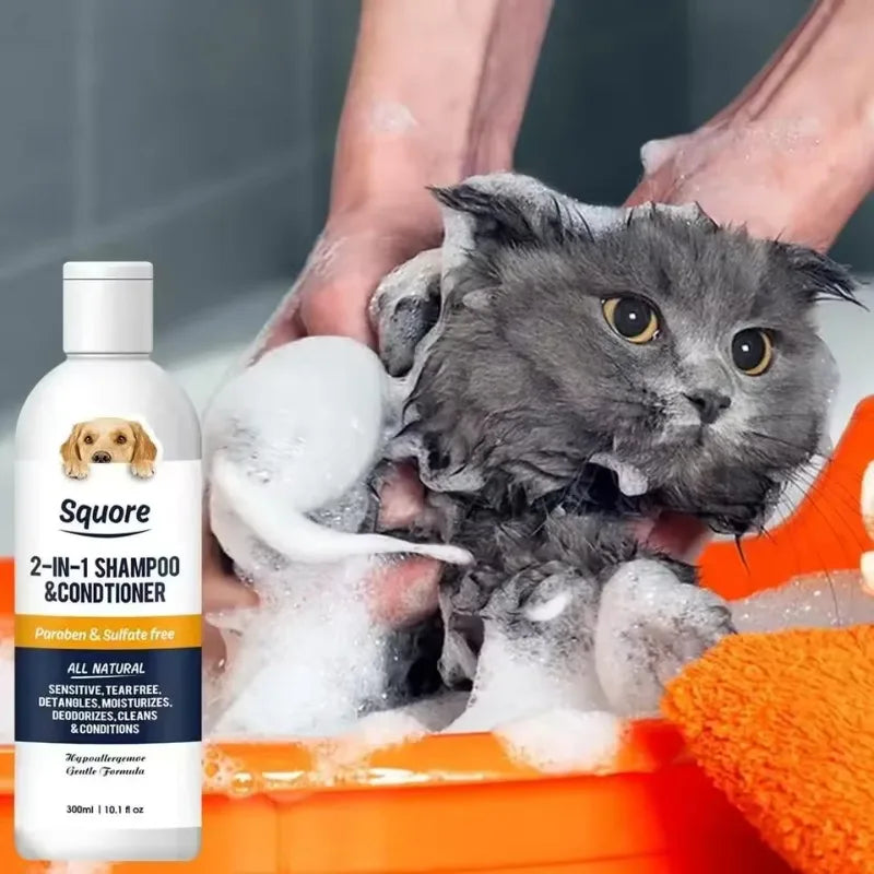 300ml Deodorizing Pet Shampoo Conditioner Natural Moisturizing Formula with PH Balance Dogs Cats Gentle Hypoallergenic Bath Foam