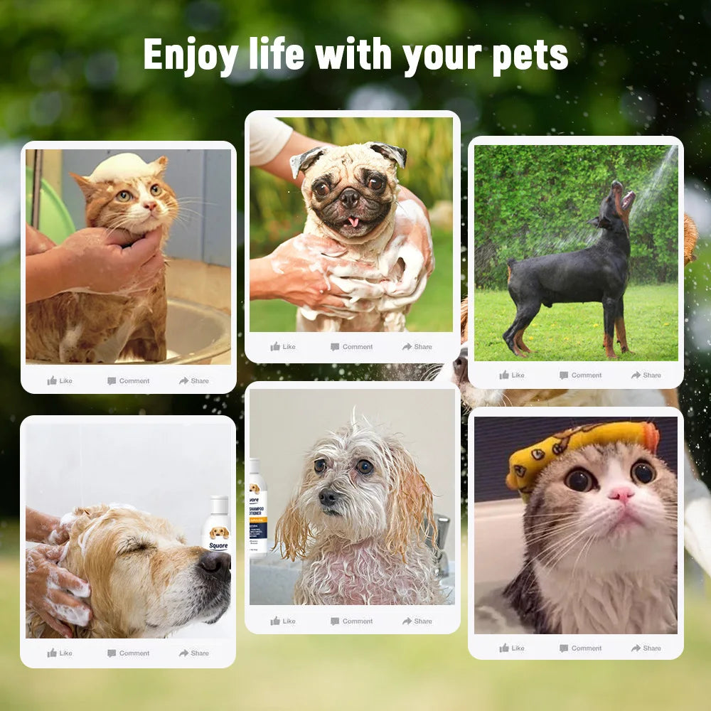 300ml Deodorizing Pet Shampoo Conditioner Natural Moisturizing Formula with PH Balance Dogs Cats Gentle Hypoallergenic Bath Foam