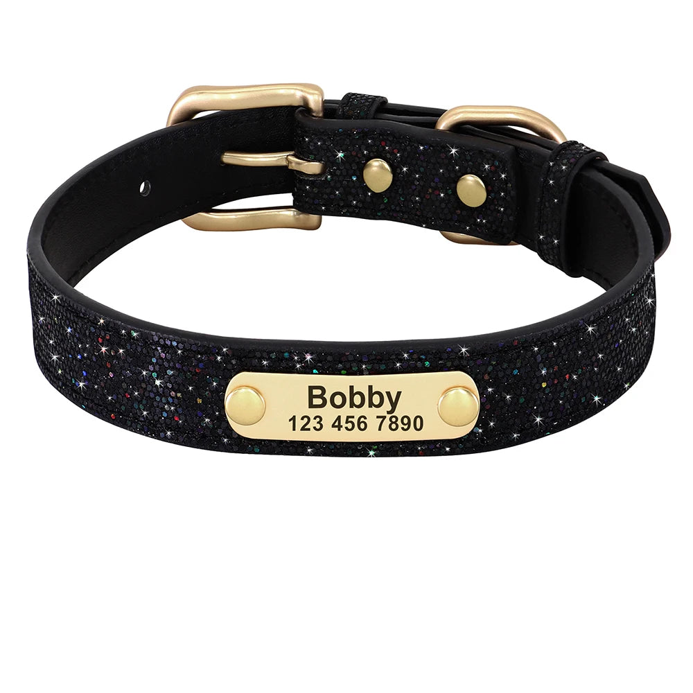 Bling Custom Dog Collar Anti-lost Glitter ID Dog Collars Adjustable Pet Puppy Collars For Small Medium Large Dogs Chihuahua Pug