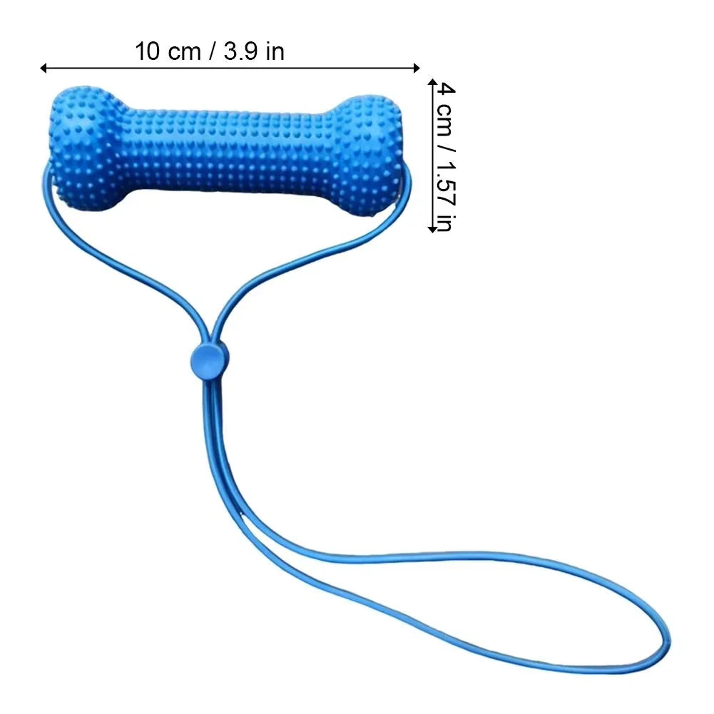 Durable Dog Tug Toy With Rope Handle Rubber Bone Chew Toy Teeth Cleaning Grinding Stick Interactive Fetch Training Toy For Mediu