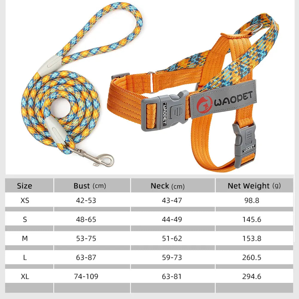 Walking Dog Harnesses For Heavy Medium Large Dogs Creative Design Flat Rope Durable Nylon Dog Rope No Pull Harness Pet Supplies