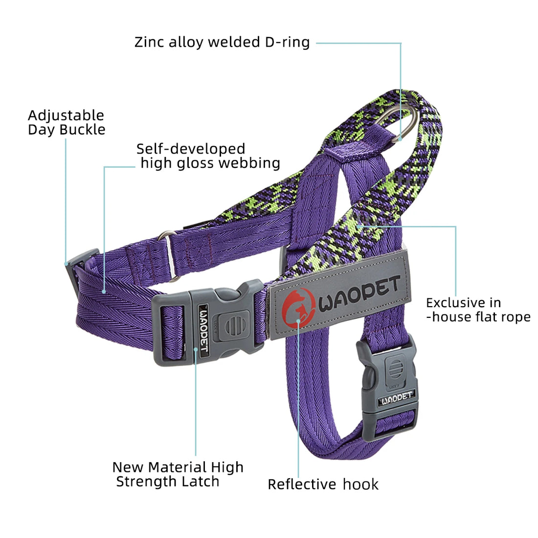 Walking Dog Harnesses For Heavy Medium Large Dogs Creative Design Flat Rope Durable Nylon Dog Rope No Pull Harness Pet Supplies