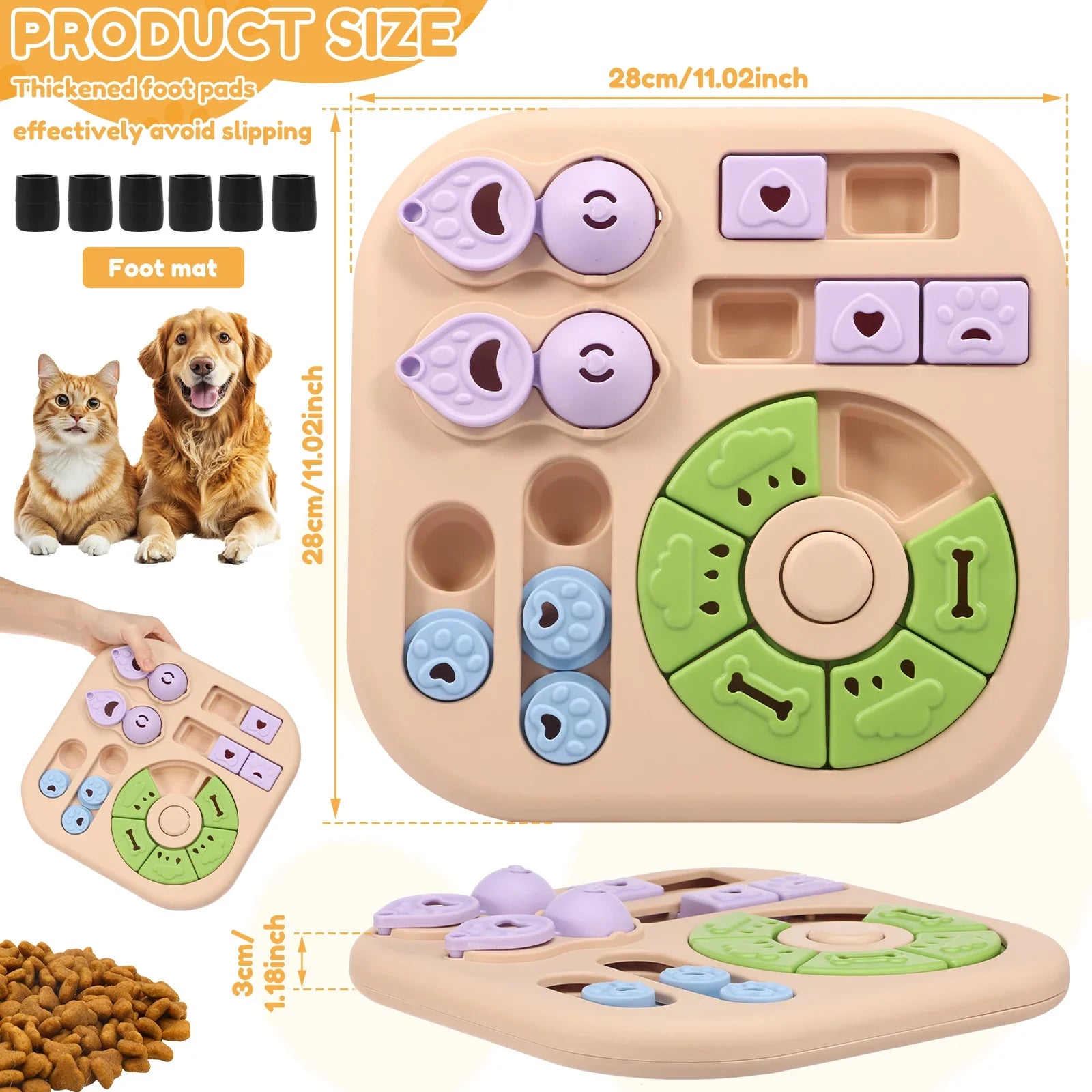 Interactive Dog Puzzle Toys Plastic Treat Dispensing Slow Feeder with Non Slip Base Dog Mental Stimulation Toys Pet Supplies