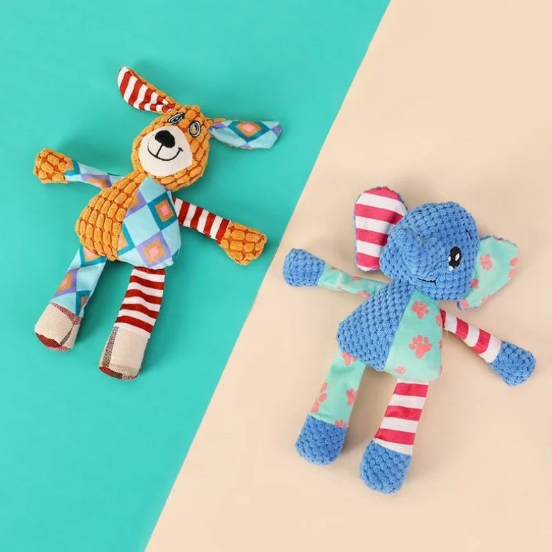 Cute Fox Elephant Plush Dog Toy Bite Resistant Interactive Squeaky Chew Toy for Dogs Teeth Cleaning Sounding Pet Chew Doll113