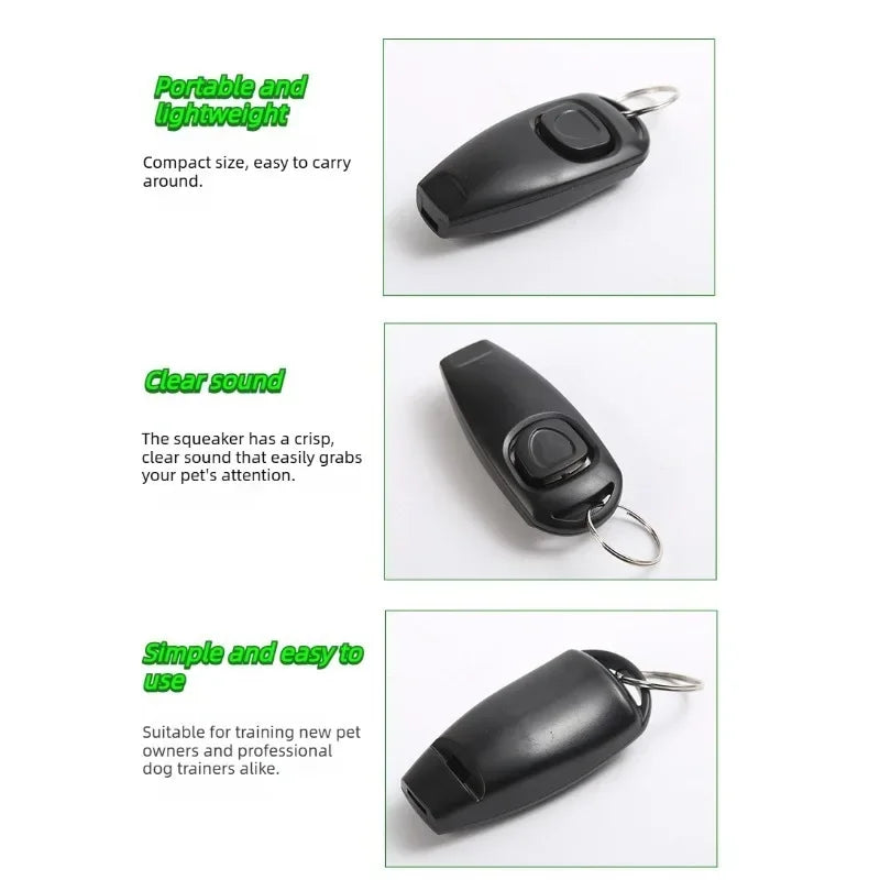 Pet Dog Training Clicker Whistle 2 in 1 with Wrist Strap Puppy Recall Obedience Tool for Outdoor Walking Command Training Signal