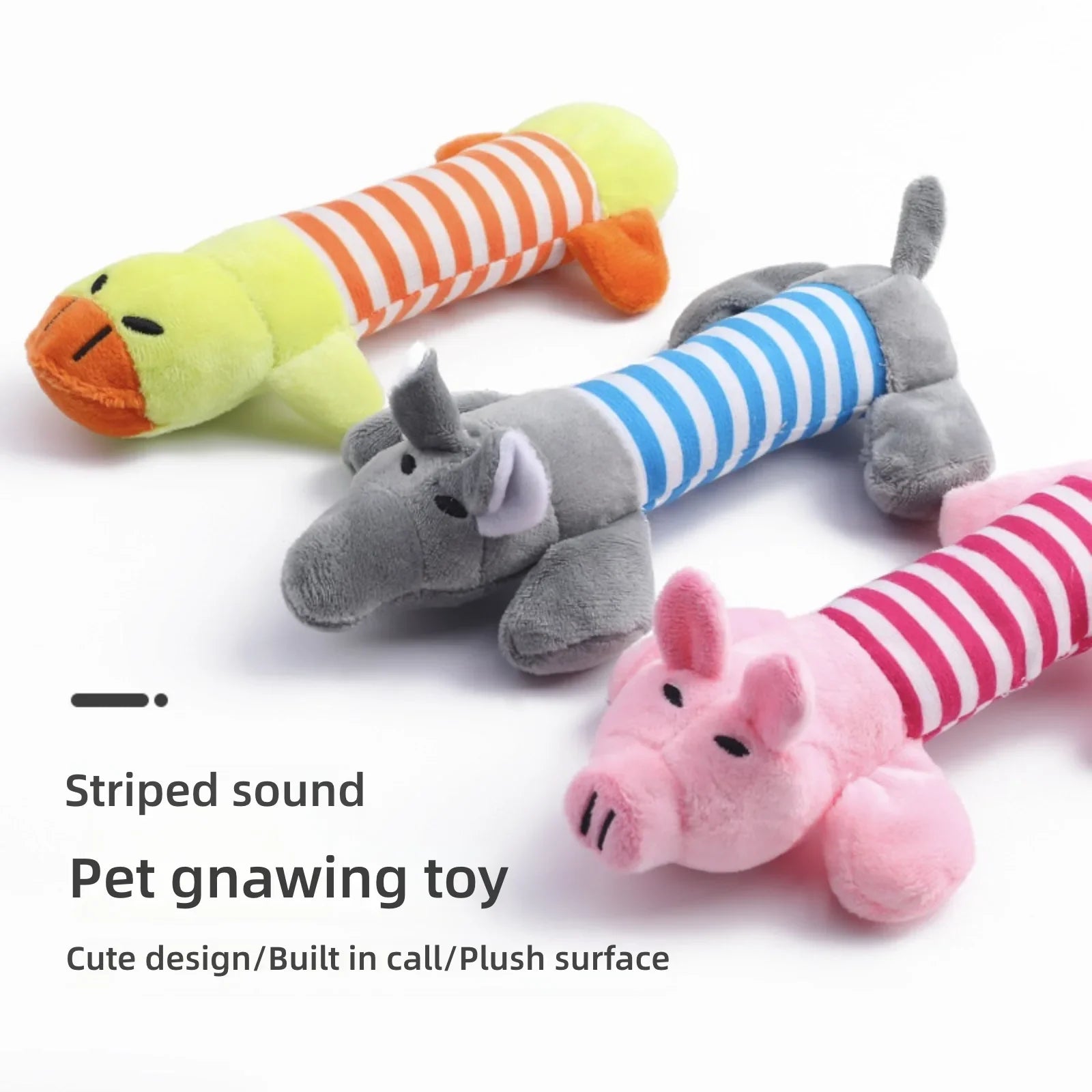 New Popular Plush Squeak Pet Toys - Long Bar Pig/Duck/Elephant Toys Soft Interactive Chewing Toys for Dogs