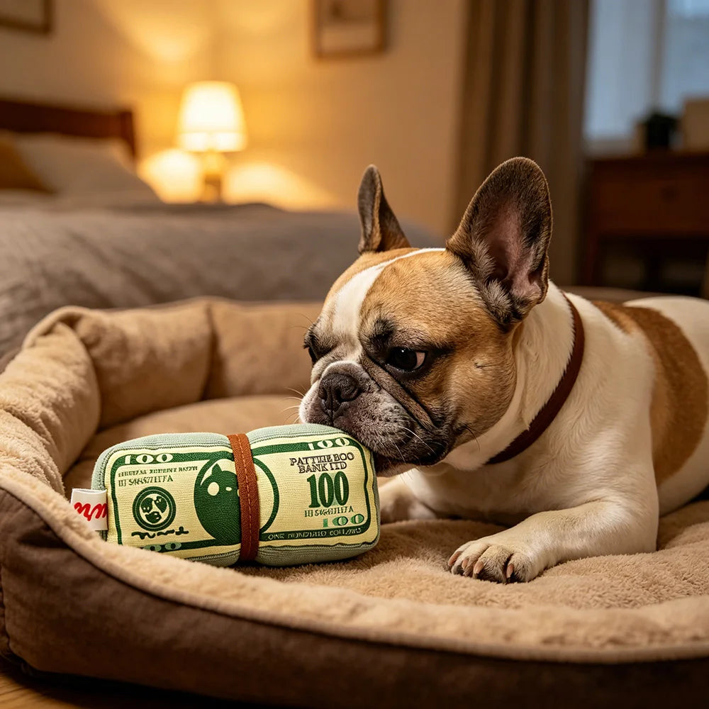 Interactive Squeaky Money Shaped Chew Toy for Dogs And Cats with Crinkle Paper Teeth Cleaning Pet Toy