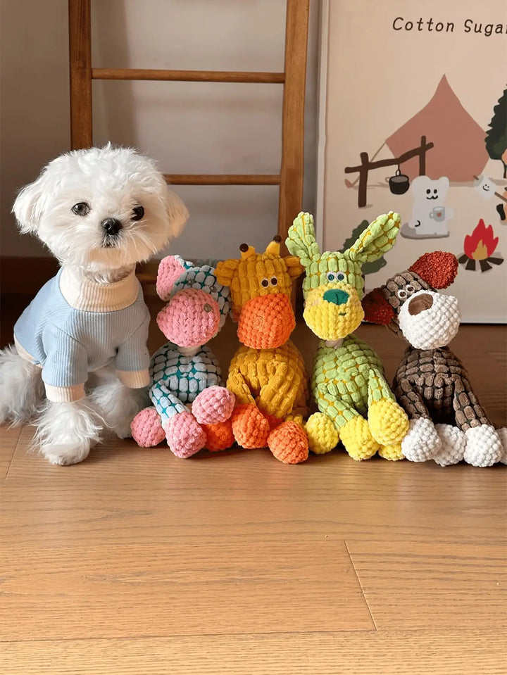 Fun Pet Dog Toy - Donkey-Shaped Corduroy Chew Toy, Squeaky Plush Donkey Toy for Puppies, Suitable for Cats and Dogs to Play, Helps Dogs Play and Expend Energy, Promotes Teeth Cleaning and Oral Health, Suitable for Small and M