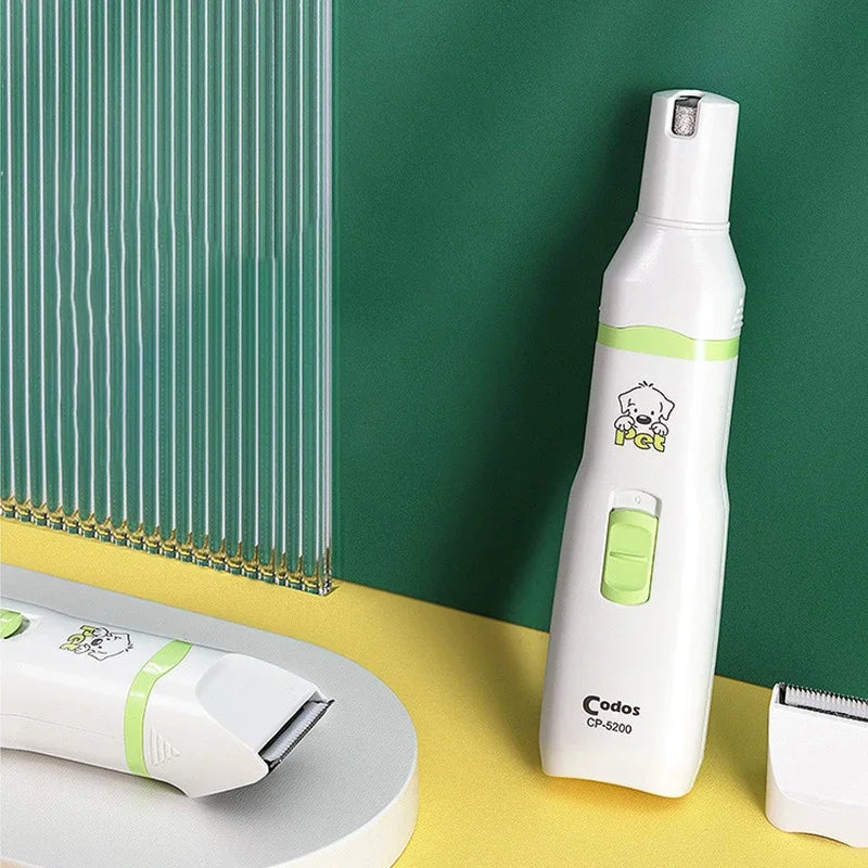 2-in-1 Pet Hair Trimmer and Nail Grinder Ceramic Blade Grooming Clippers for Dogs and Cats with Nail Cutter Hair Cutting Machine