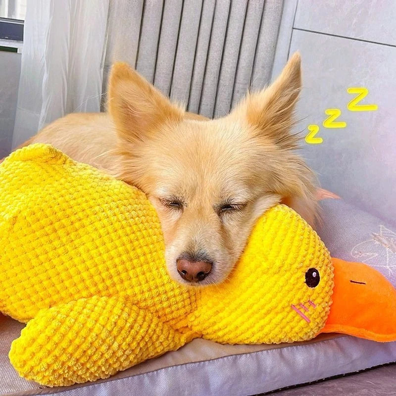 Bite Resistant Plush Dog Toy Duck Shape Interactive Chew Proof Teeth Cleaning Boredom Relief for Large Puppies Adult Dog Durable