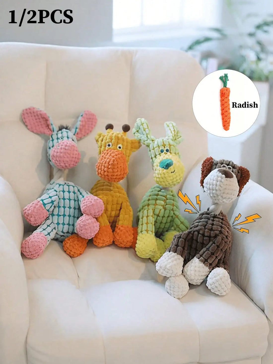Fun Pet Dog Toy - Donkey-Shaped Corduroy Chew Toy, Squeaky Plush Donkey Toy for Puppies, Suitable for Cats and Dogs to Play, Helps Dogs Play and Expend Energy, Promotes Teeth Cleaning and Oral Health, Suitable for Small and M