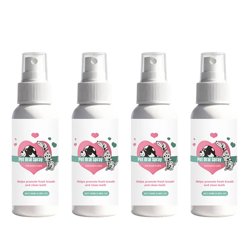 Pet Oral Spray for Dogs & Cats – Teeth Cleaning Deodorant, Removes Plaque & Tartar Freshens Breath Daily Dental Care Spray 100ml
