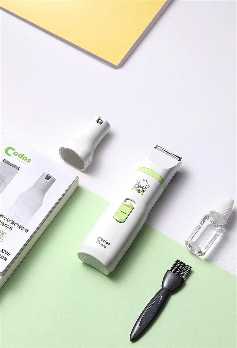 2-in-1 Pet Hair Trimmer and Nail Grinder Ceramic Blade Grooming Clippers for Dogs and Cats with Nail Cutter Hair Cutting Machine