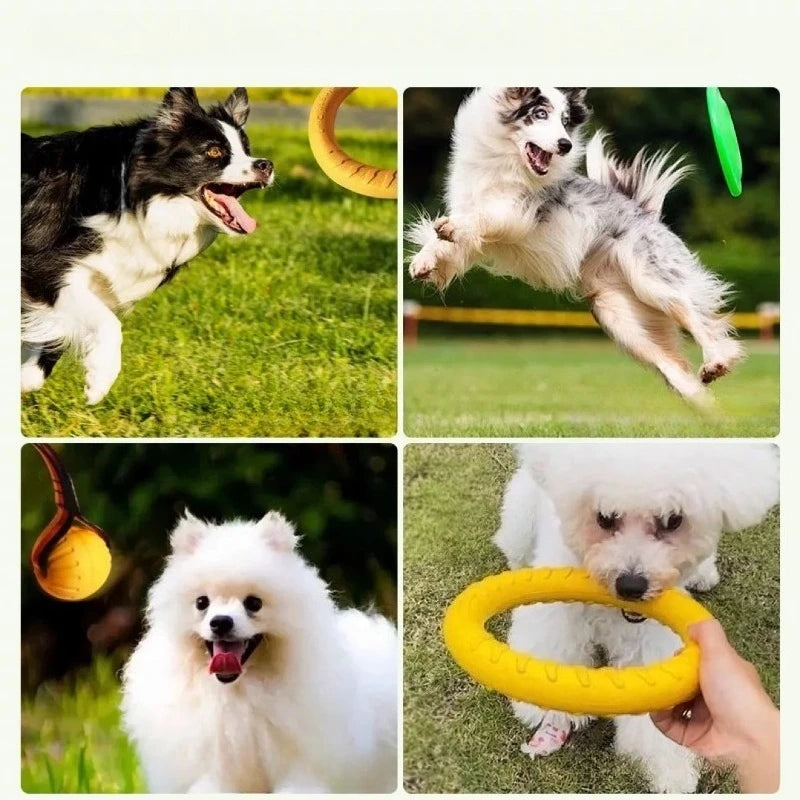 Dog Ring Toys Indestructible Chewing Flying Floating Training Tools Fetch for Small Medium Large Dogs Throwing Catching Flying