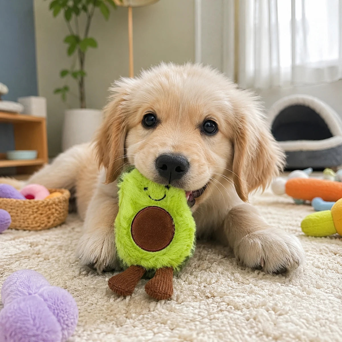 A Cute Avocado Pet Plush Toy, Suitable for Daily Companionship of Small and Medium-Sized Dogs
