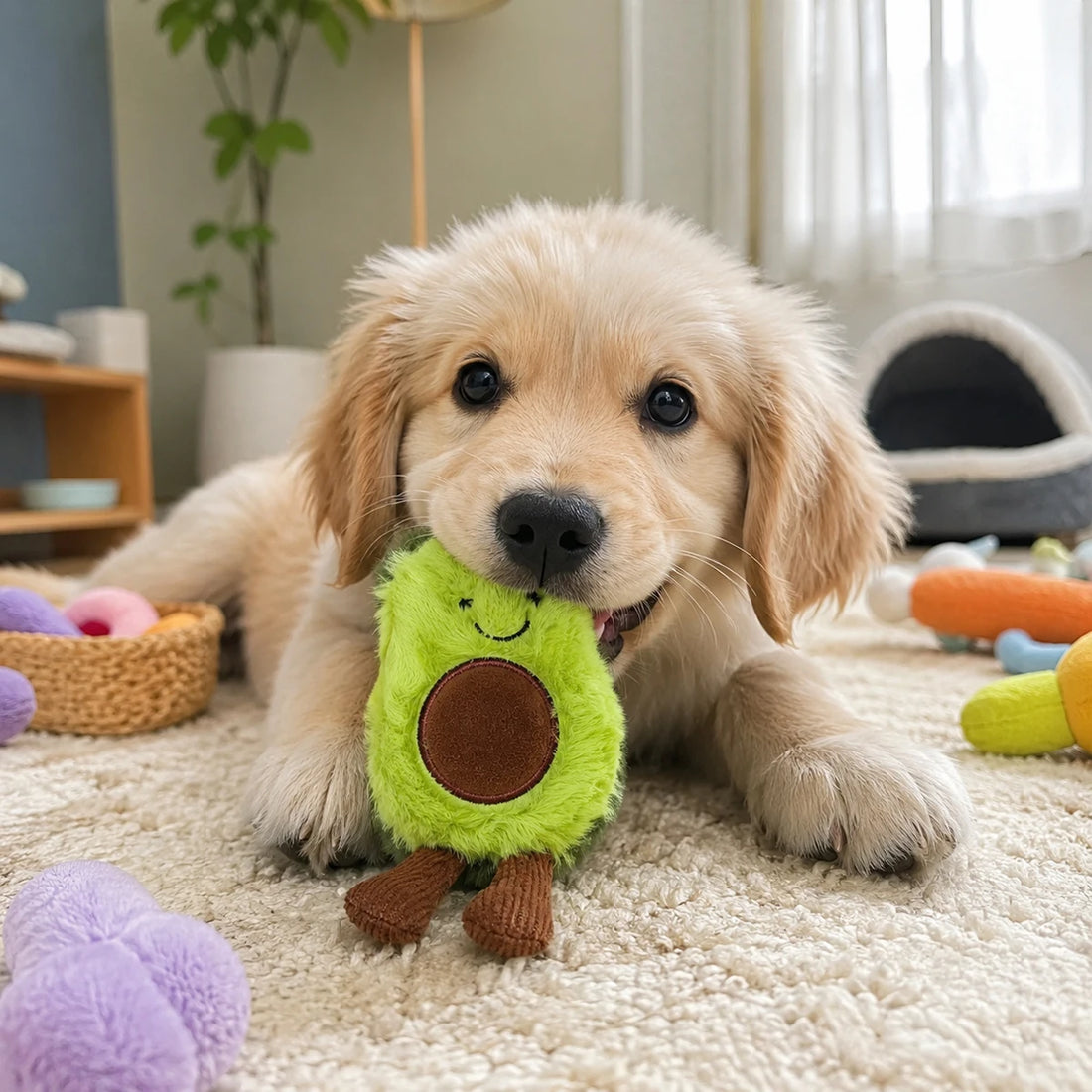 A Cute Avocado Pet Plush Toy, Suitable for Daily Companionship of Small and Medium-Sized Dogs