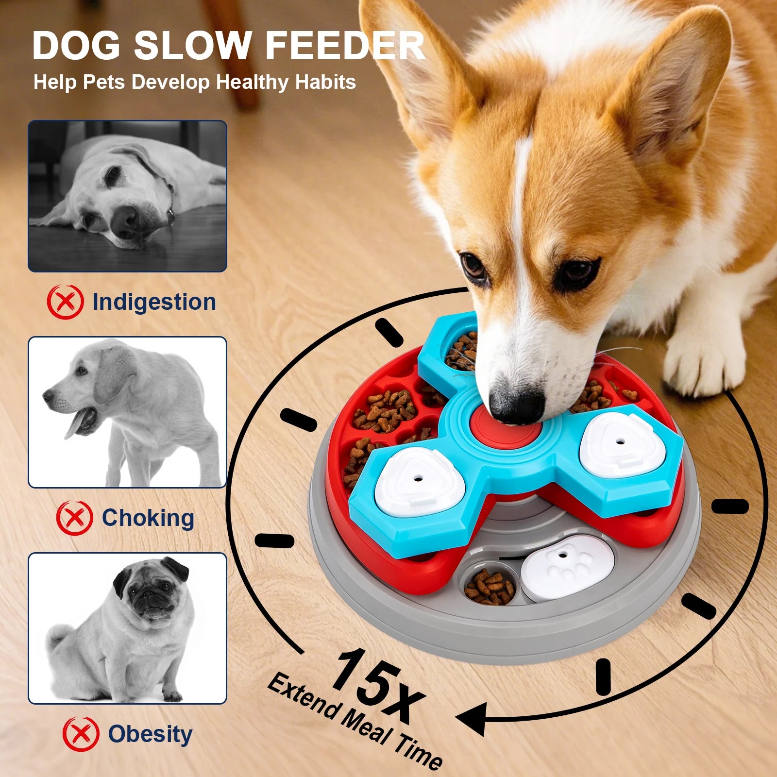 2-Layers Dog Puzzle Toys Slow Feeder Food Dispenser Interactive Increase Puppy IQ Anti-Choking Tableware Dog Licking Plates