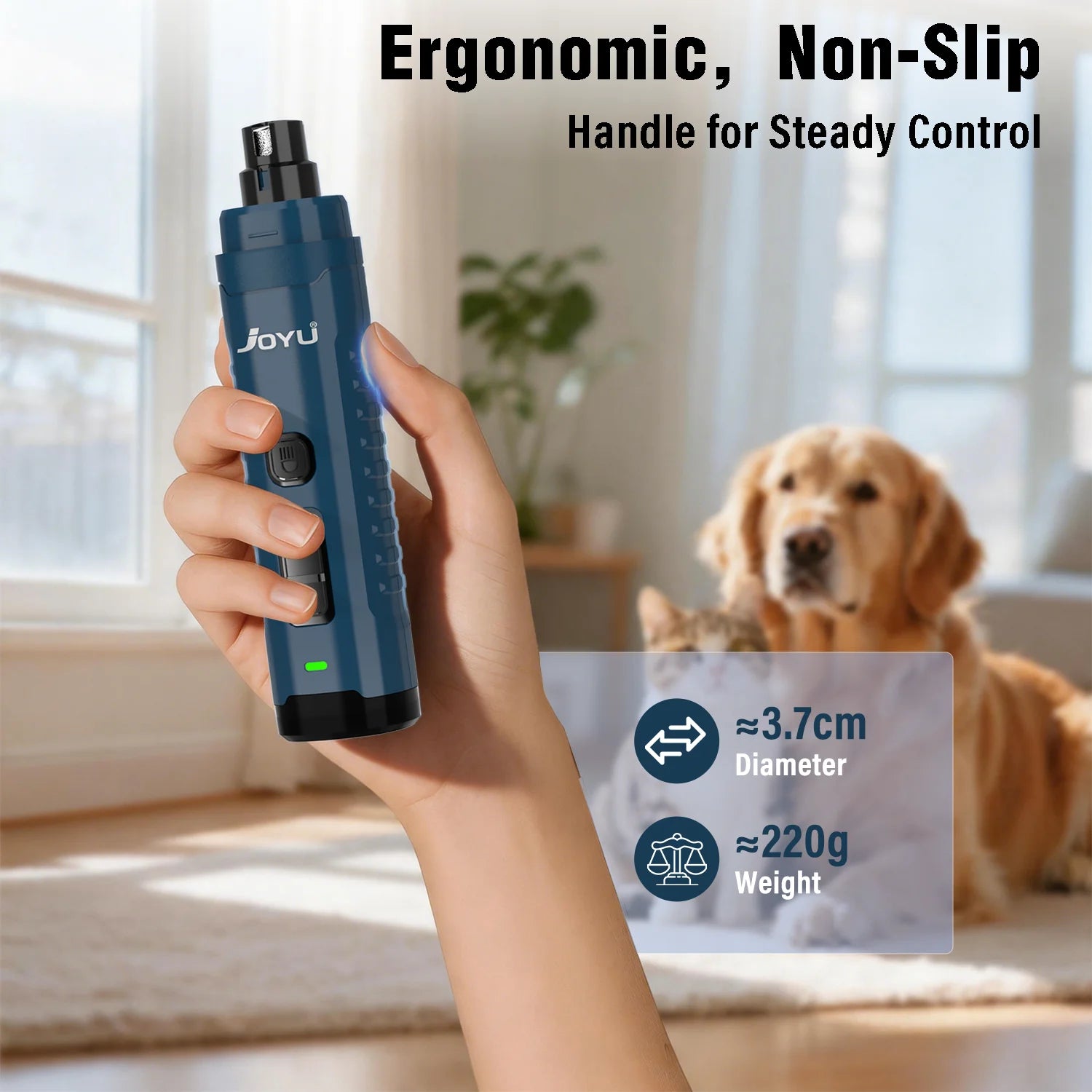 2-Speed Dog Nail Grinder with Dual LED Lights – Enhanced Super Quiet Rechargeable Electric Trimmer for Painless Paws Grooming