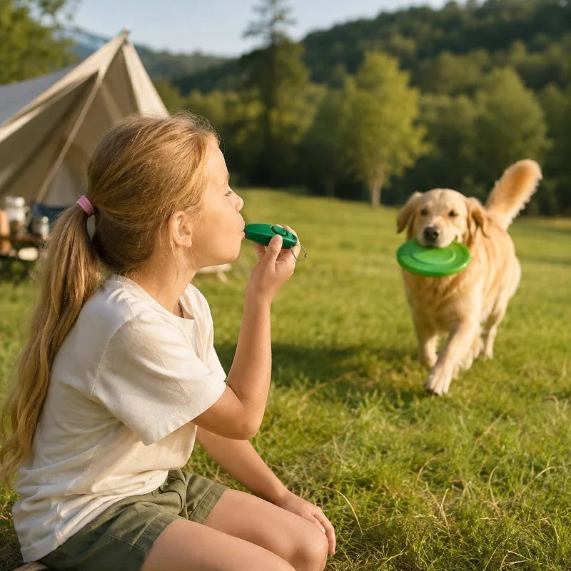 Pet Dog Training Clicker Whistle 2 in 1 with Wrist Strap Puppy Recall Obedience Tool for Outdoor Walking Command Training Signal