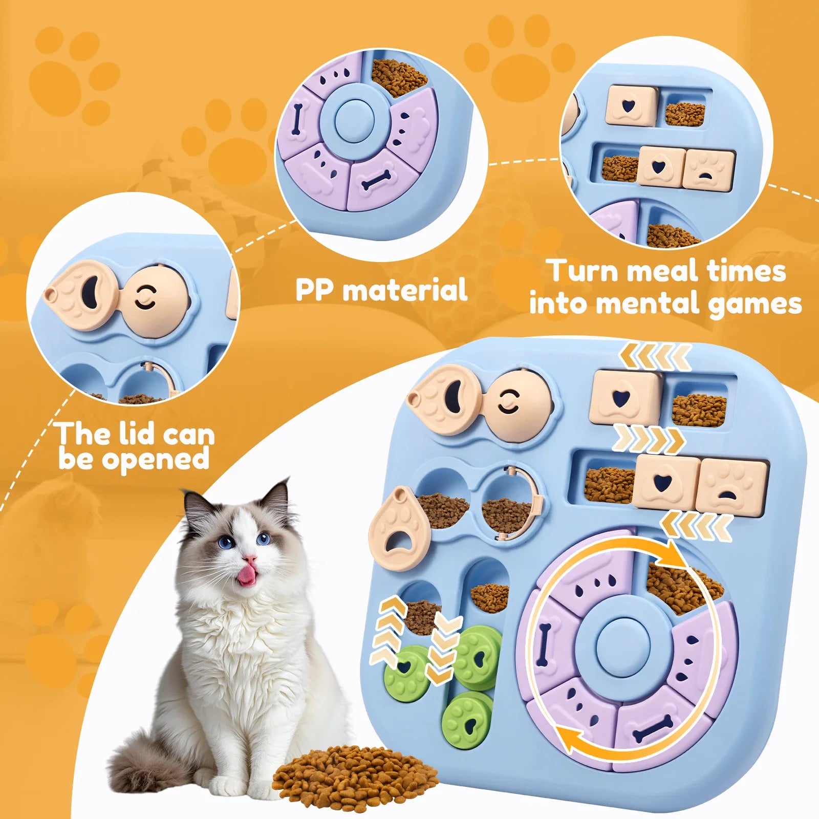Interactive Dog Puzzle Toys Plastic Treat Dispensing Slow Feeder with Non Slip Base Dog Mental Stimulation Toys Pet Supplies