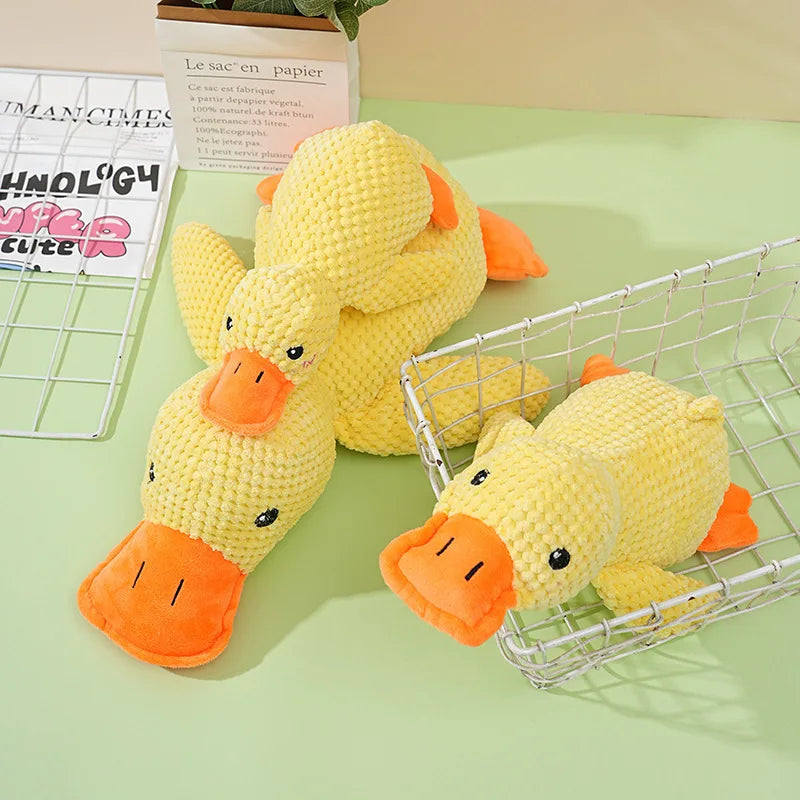 Bite Resistant Plush Dog Toy Duck Shape Interactive Chew Proof Teeth Cleaning Boredom Relief for Large Puppies Adult Dog Durable