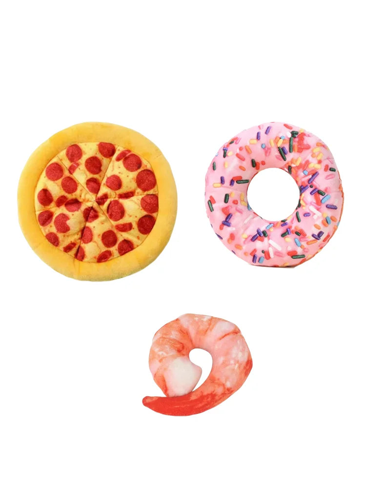 Eco-Friendly Durable Plush Pizza Pet Toy Interactive Chew Teeth Training Toy With BB Sound For Dogs And Cats Puppy Kitten