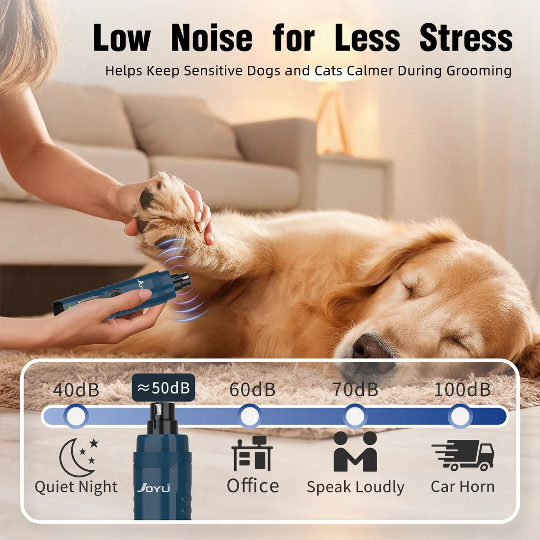 2-Speed Dog Nail Grinder with Dual LED Lights – Enhanced Super Quiet Rechargeable Electric Trimmer for Painless Paws Grooming