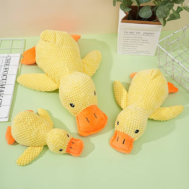Bite Resistant Plush Dog Toy Duck Shape Interactive Chew Proof Teeth Cleaning Boredom Relief for Large Puppies Adult Dog Durable