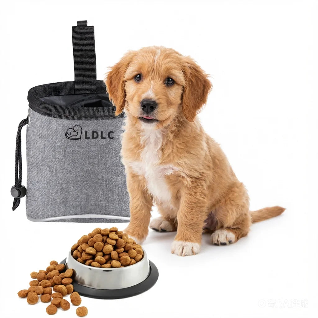 Dog Treat Training Pouch Easily Carries Pet Food Bag Kibble, Treats Built In Poop Bag Dispenser Outdoor Dog Trainings Bag