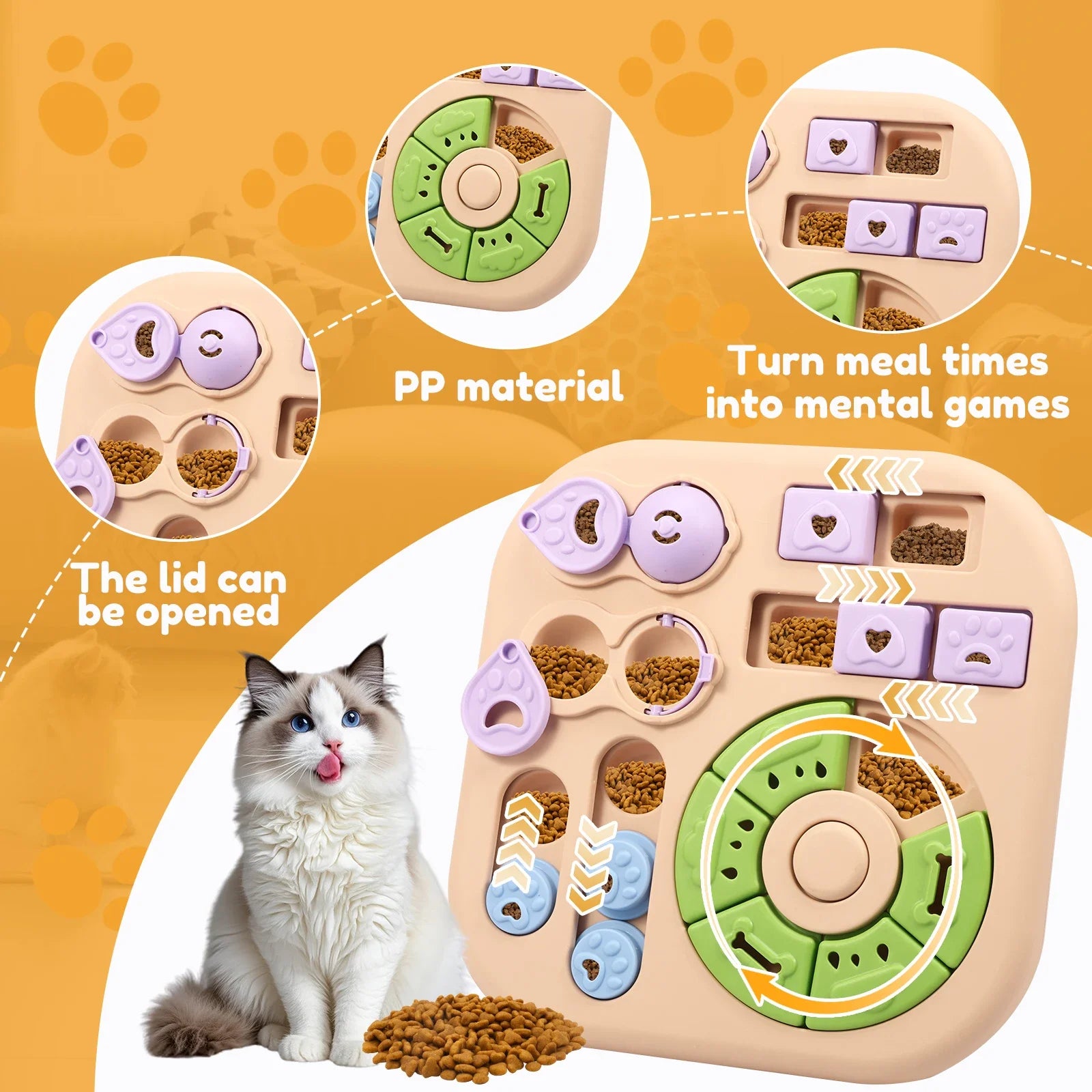 Interactive Dog Puzzle Toys Plastic Treat Dispensing Slow Feeder with Non Slip Base Dog Mental Stimulation Toys Pet Supplies