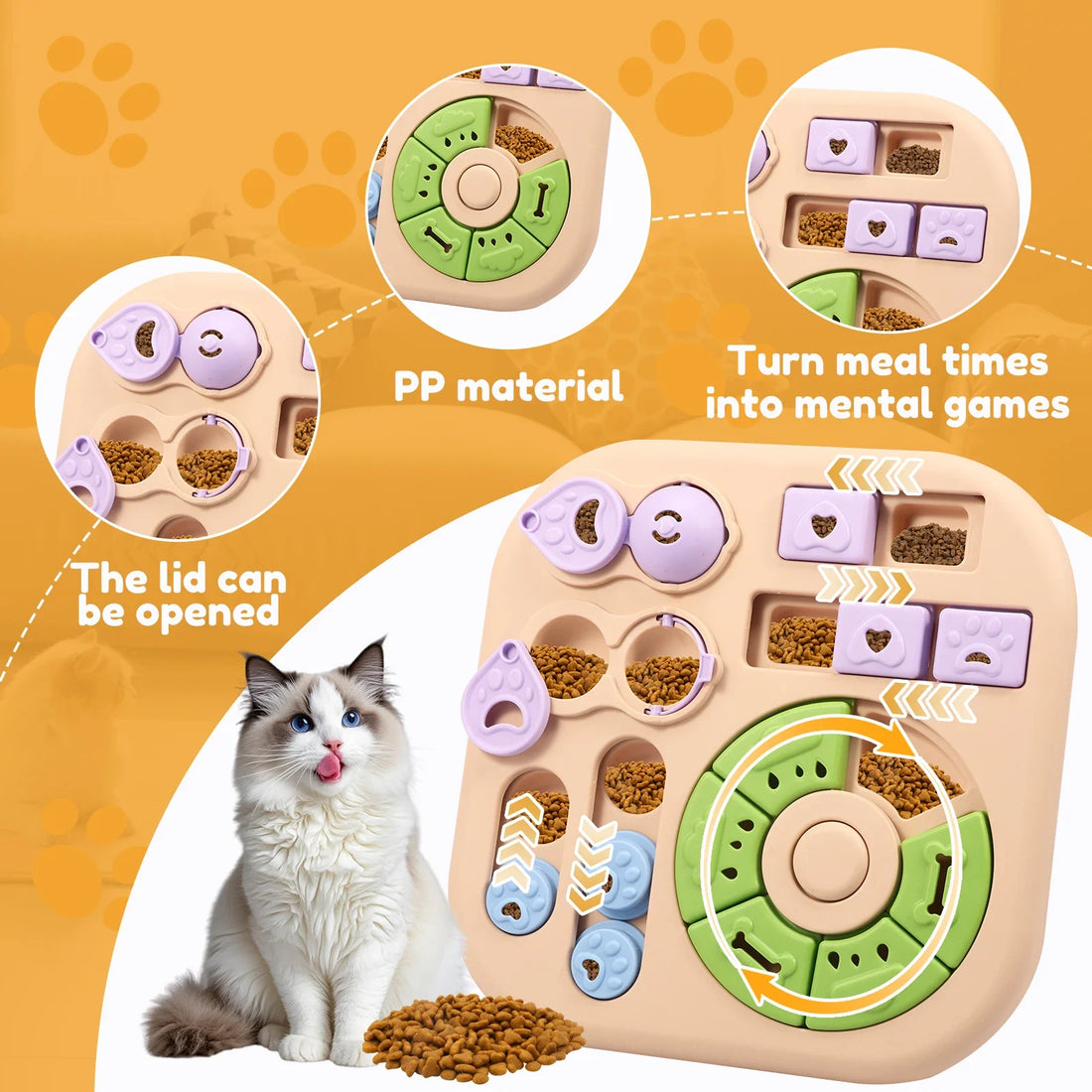 Interactive Dog Puzzle Toys Plastic Treat Dispensing Slow Feeder with Non Slip Base Dog Mental Stimulation Toys Pet Supplies