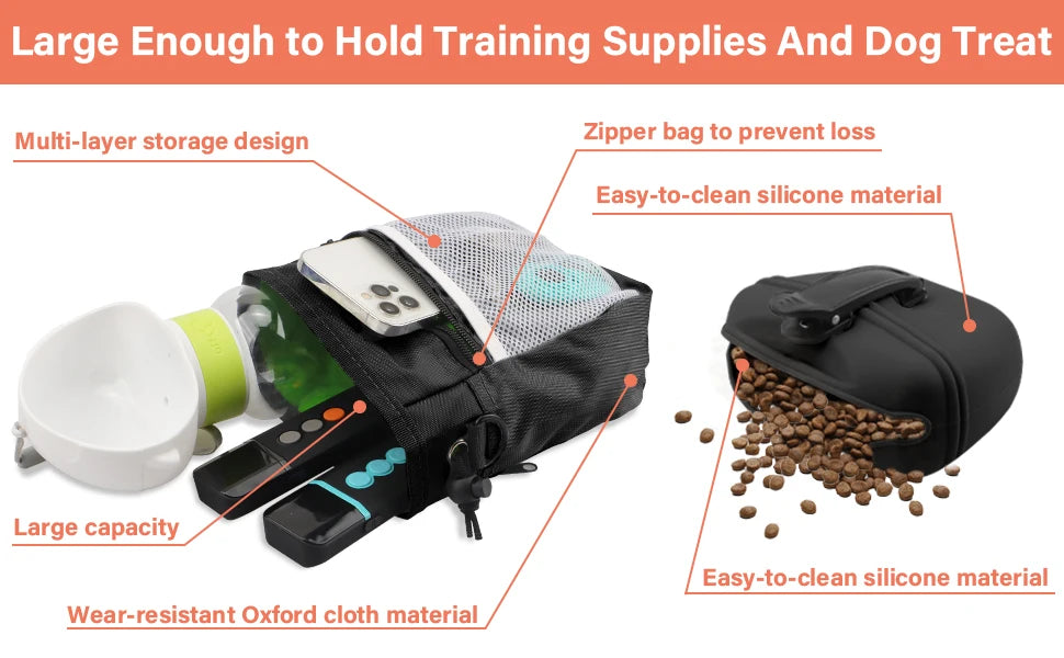 Dog Training Kit: Treat Pouch, Clickers, Silent Whistle, 2‑in‑1, Guide, Poop Bags