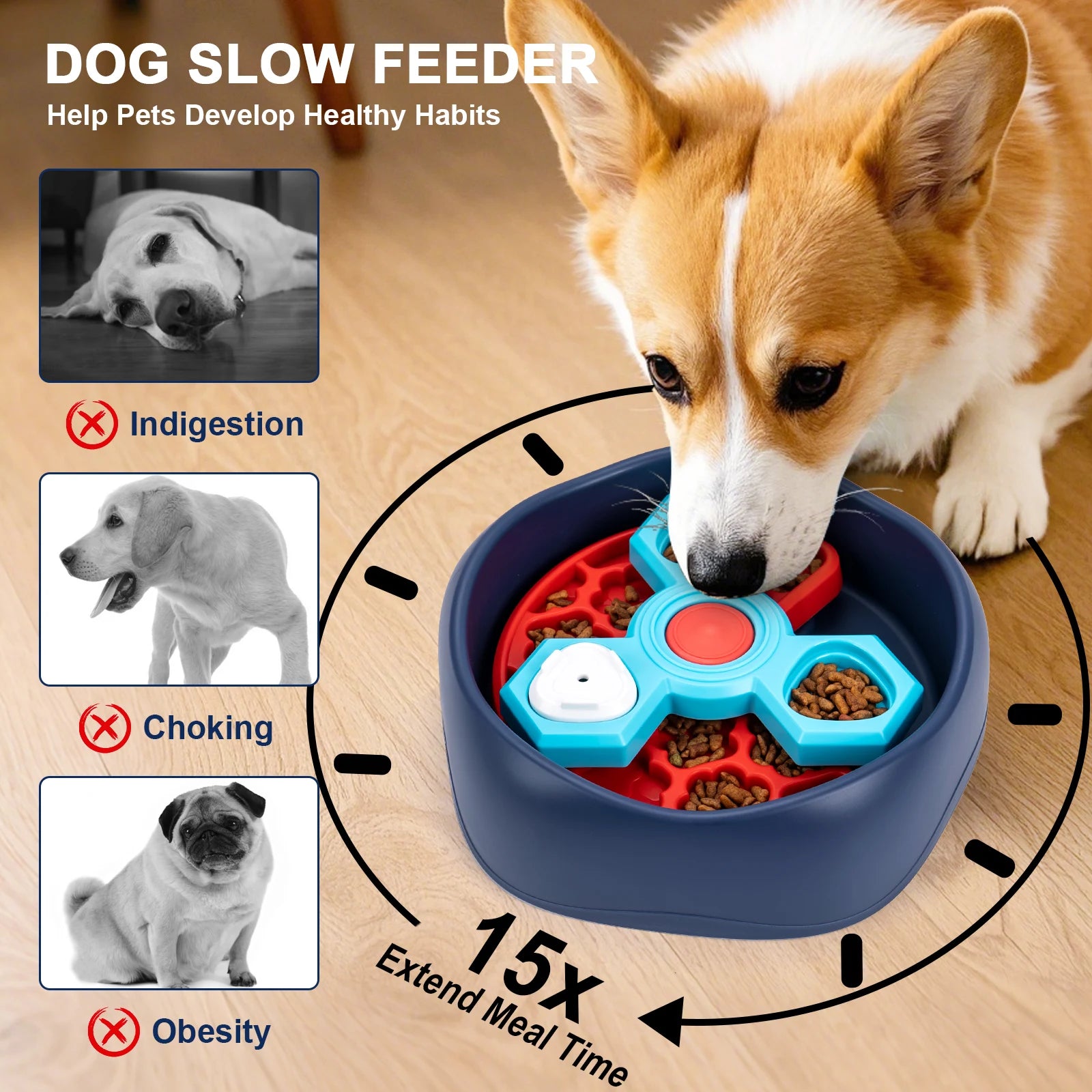 2-Layers Dog Puzzle Toys Slow Feeder Food Dispenser Interactive Increase Puppy IQ Anti-Choking Tableware Dog Licking Plates