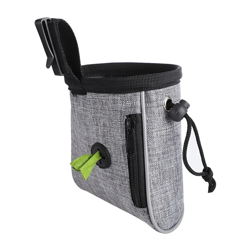 Dog Treat Training Pouch Easily Carries Pet Food Bag Kibble, Treats Built In Poop Bag Dispenser Outdoor Dog Trainings Bag