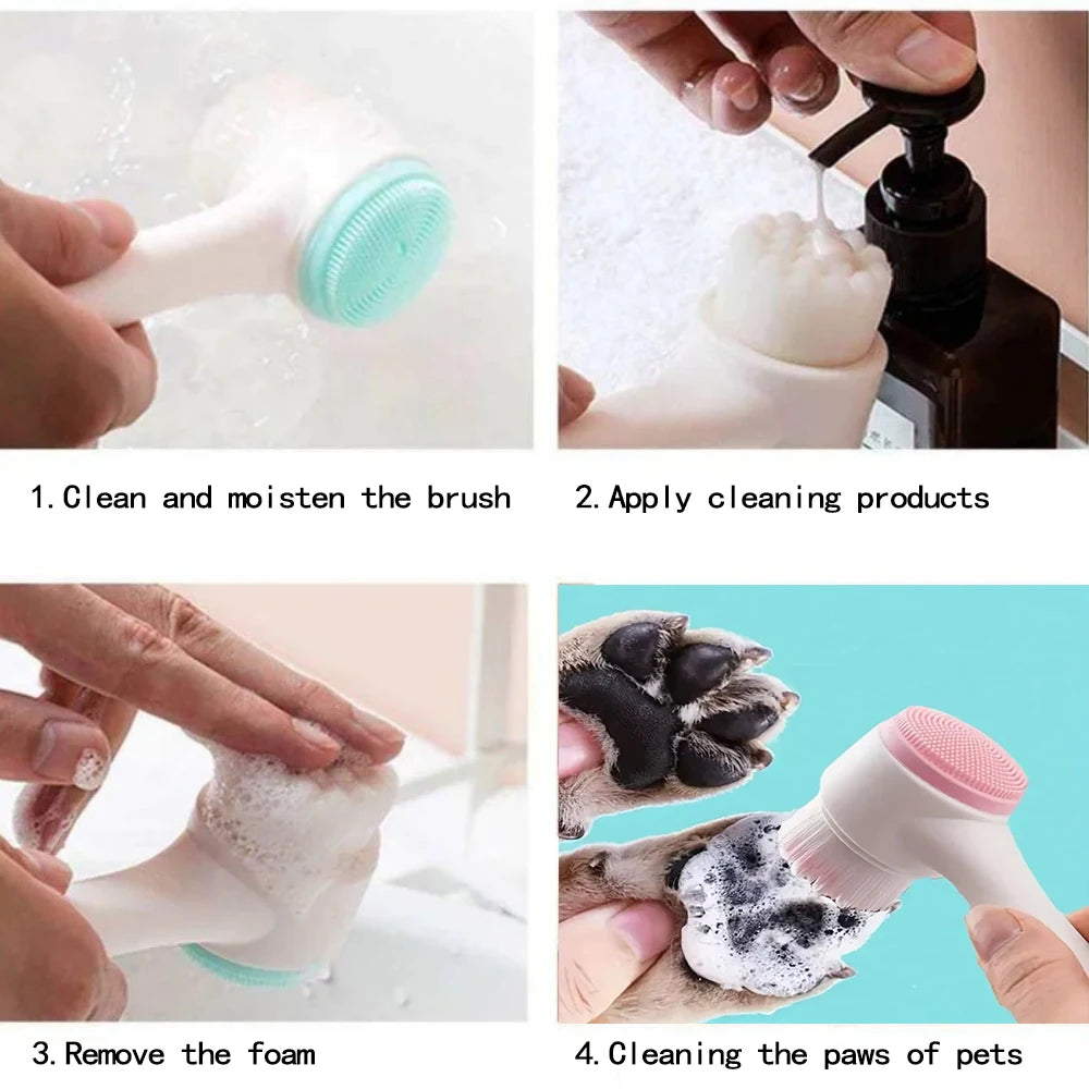 1pc- Silicone Pet Paw Cleaner & Massage Brush Dual Sided Dog Grooming Tool For Healthy Coats And Claws Pet Cleaning Tools