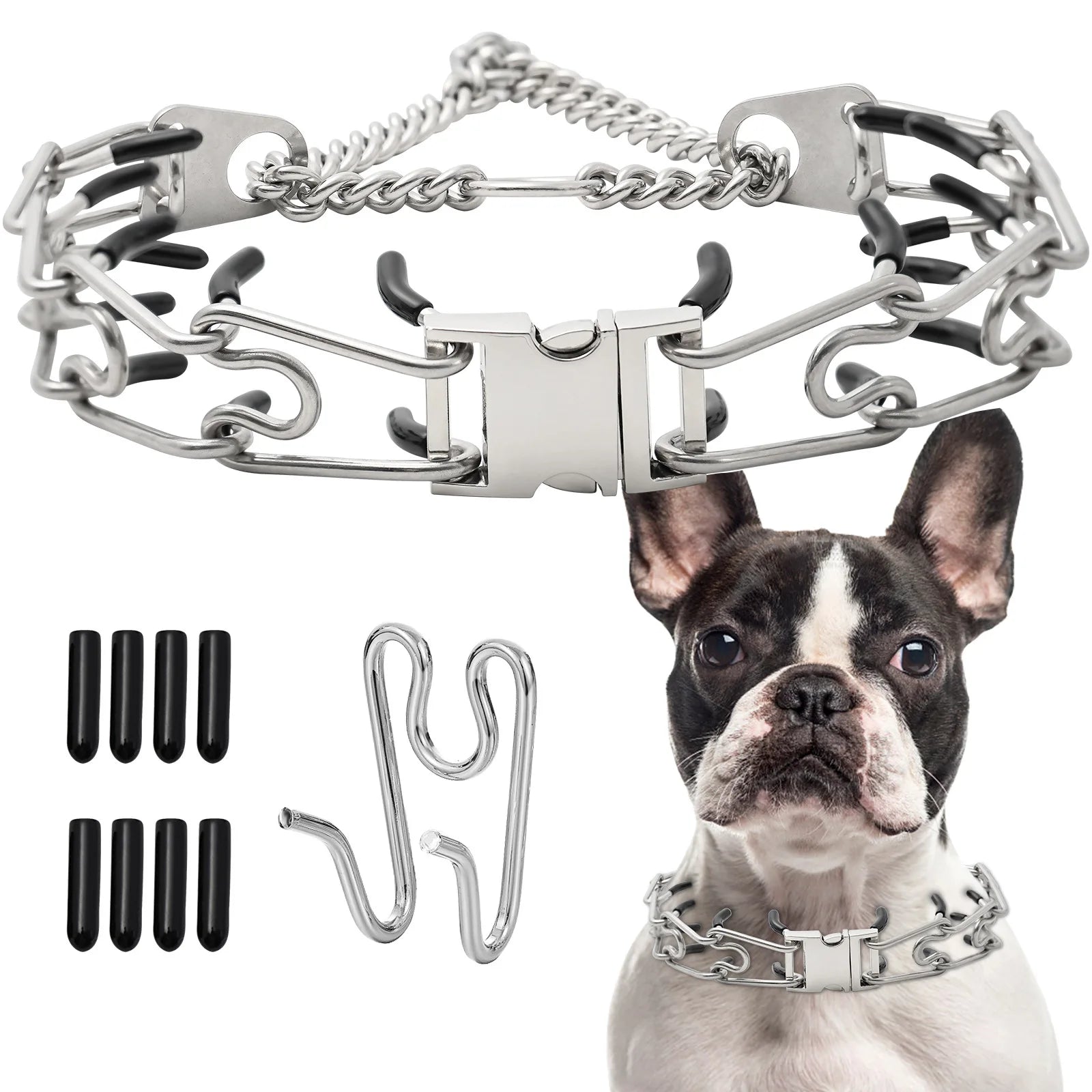 Dog Training Collar Effective Pinch With Comfort Anti Pull Training Adjustable Multi-size Stainless Steel Pet Prong Choke Collar